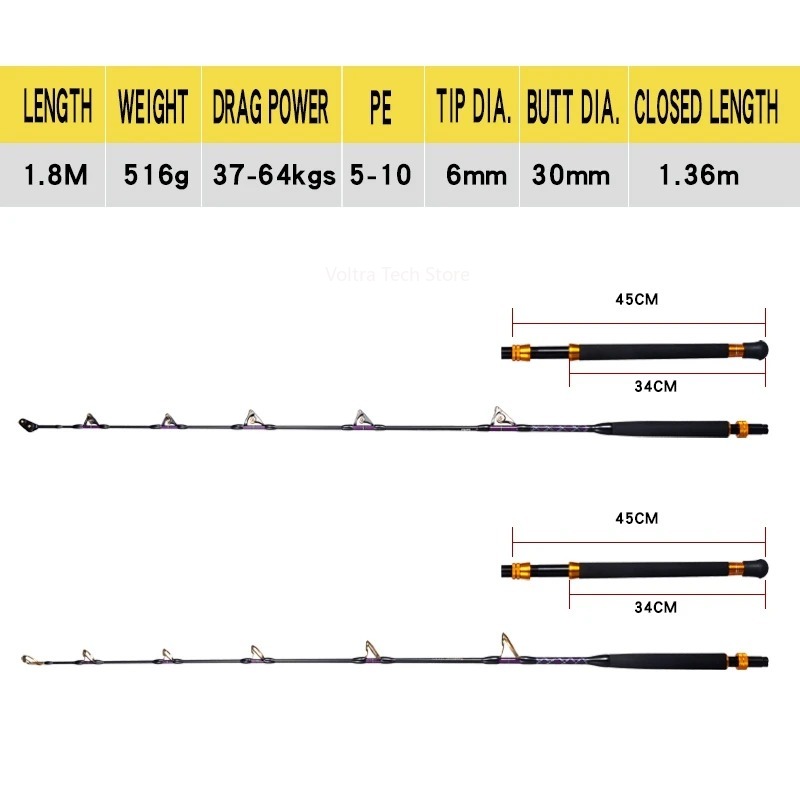 Lurekiller Strong Power Carbon - Fishing Rod Boat ulasan dan harga
