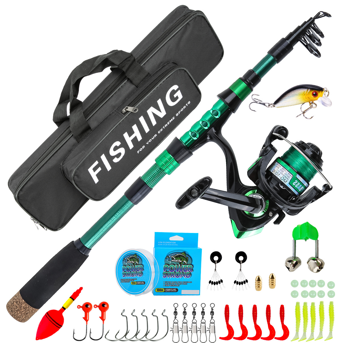 1.8 Meters Green Carbon Fiber  - Fishing Rod Combo ulasan dan harga